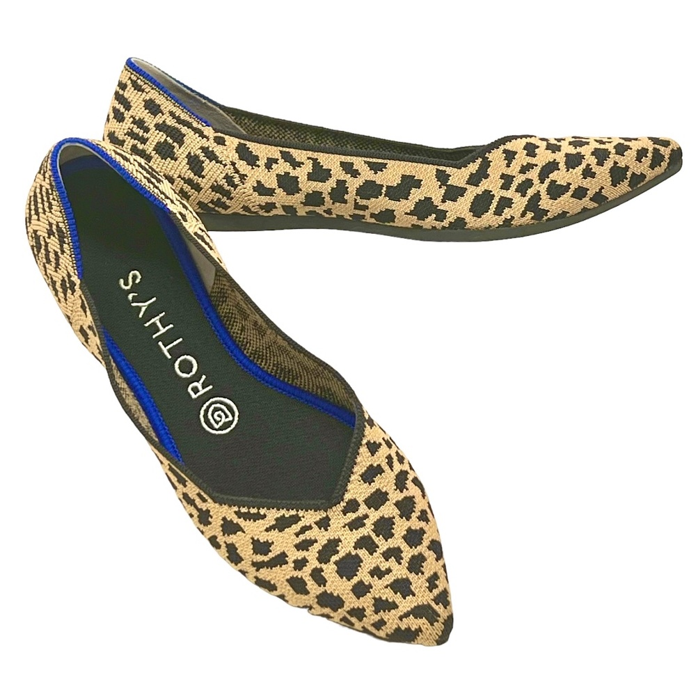 Rothy's women's Retired "The Point" Animal Print Flats size 8